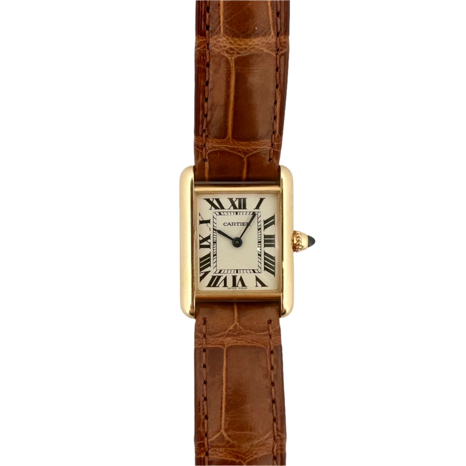 Montre Quartz CARTIER "Tank" en or jaune et cuir