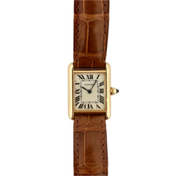 Montre Quartz CARTIER "Tank" en or jaune et cuir