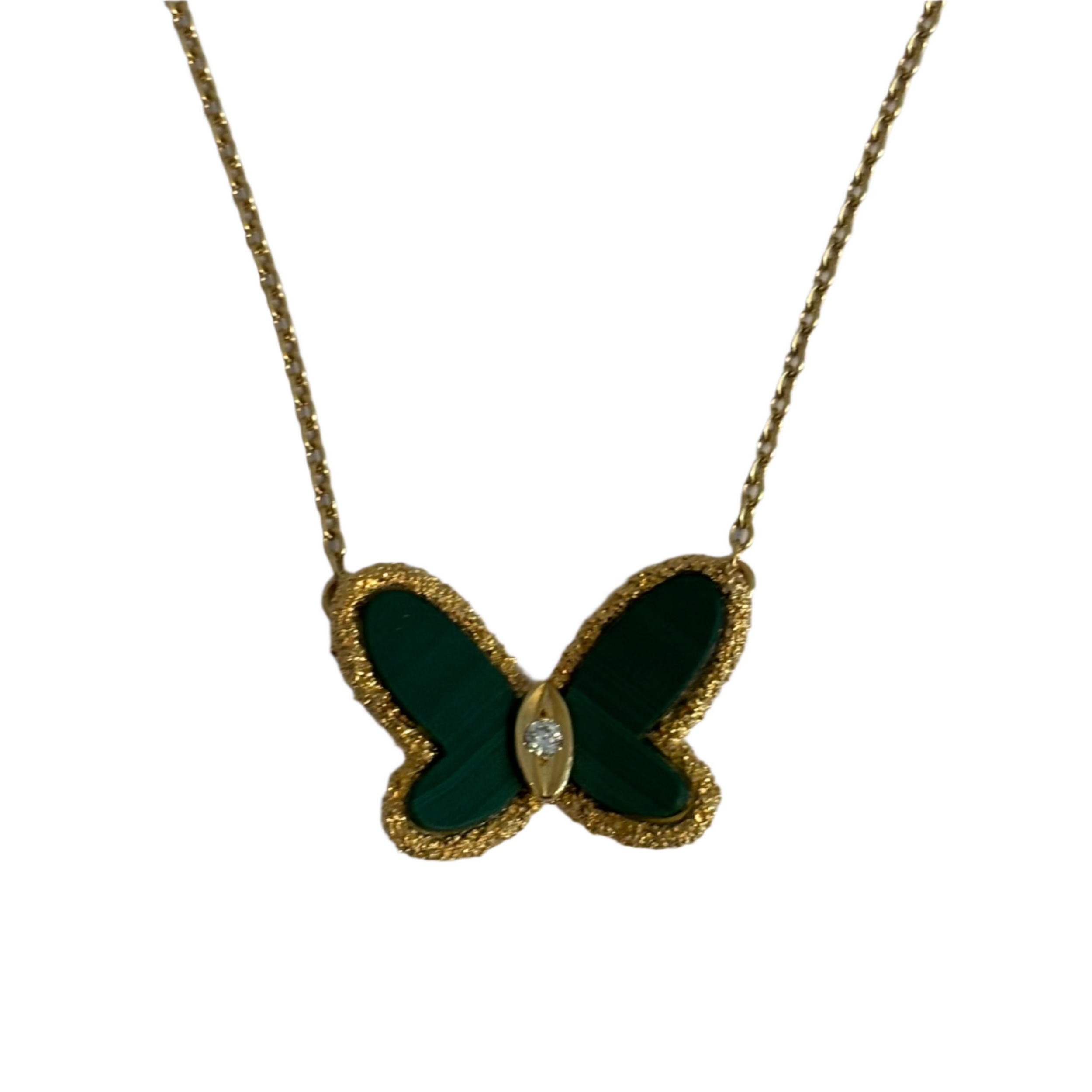 Collier VCA Papillon en or jaune et malachite