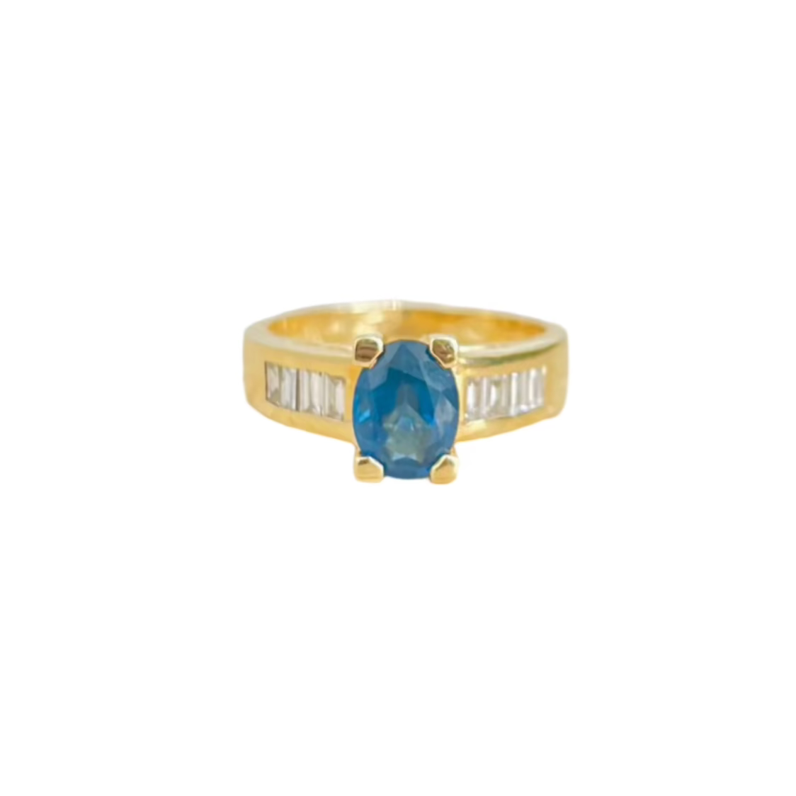 Bague en or jaune saphir et diamants