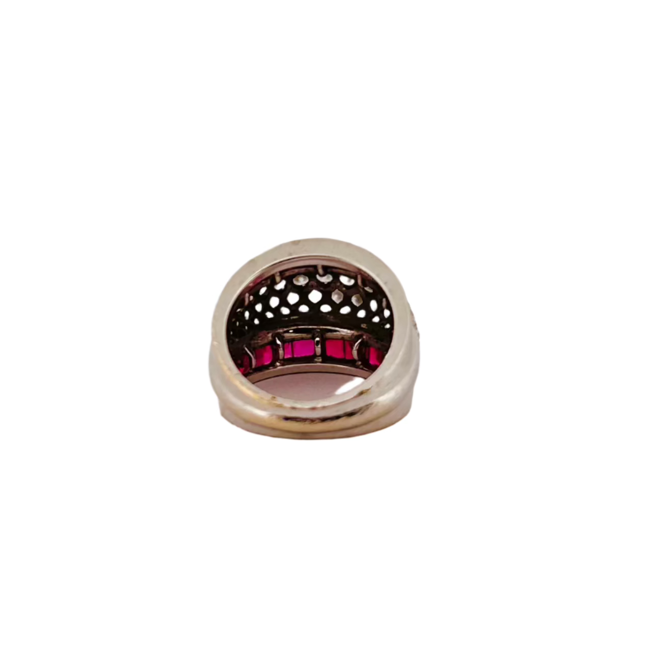 Bague Bandeau en or blanc, rubis et diamants