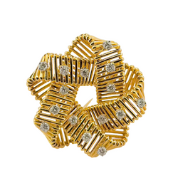 Broche Clip HERMÈS en or jaune et diamants