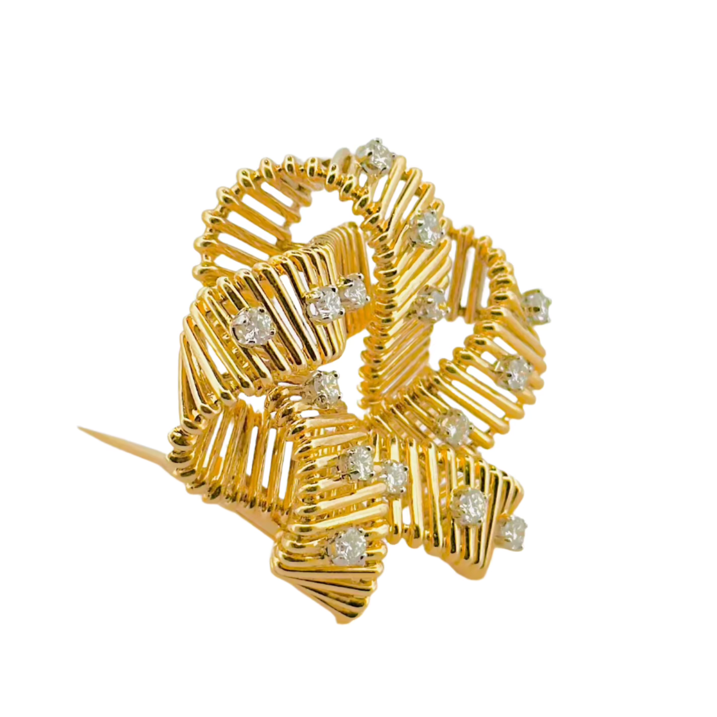 Broche Clip HERMÈS en or jaune et diamants