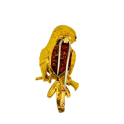 Broche Clip VAN CLEEF & ARPELS par GEORGES LENFANT Moineau sur une branche en or jaune et saphirs