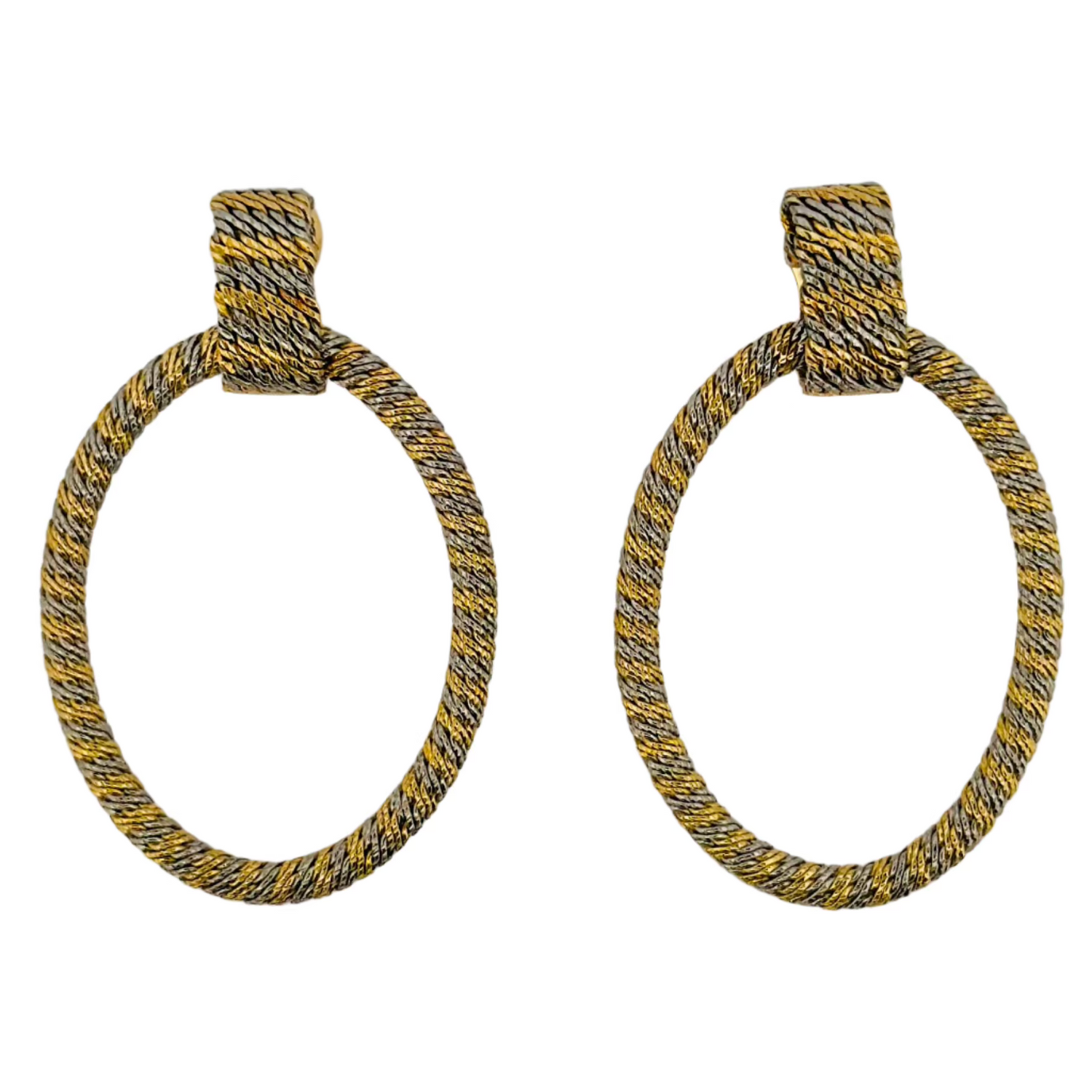 Boucles d'oreilles Créoles FRED en or jaune et or blanc