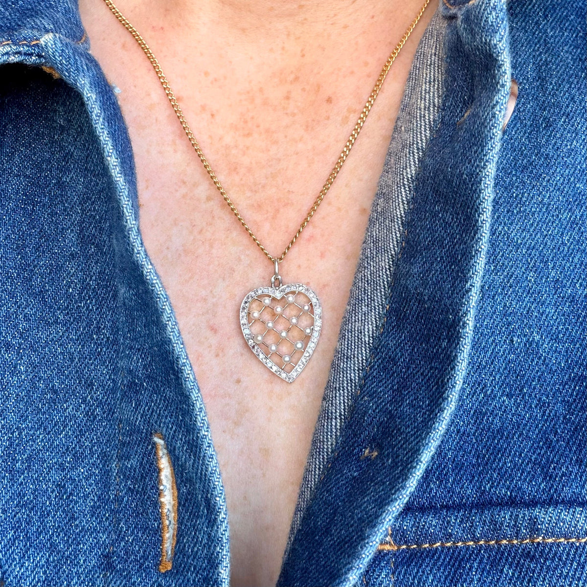 Pendentif coeur et perles