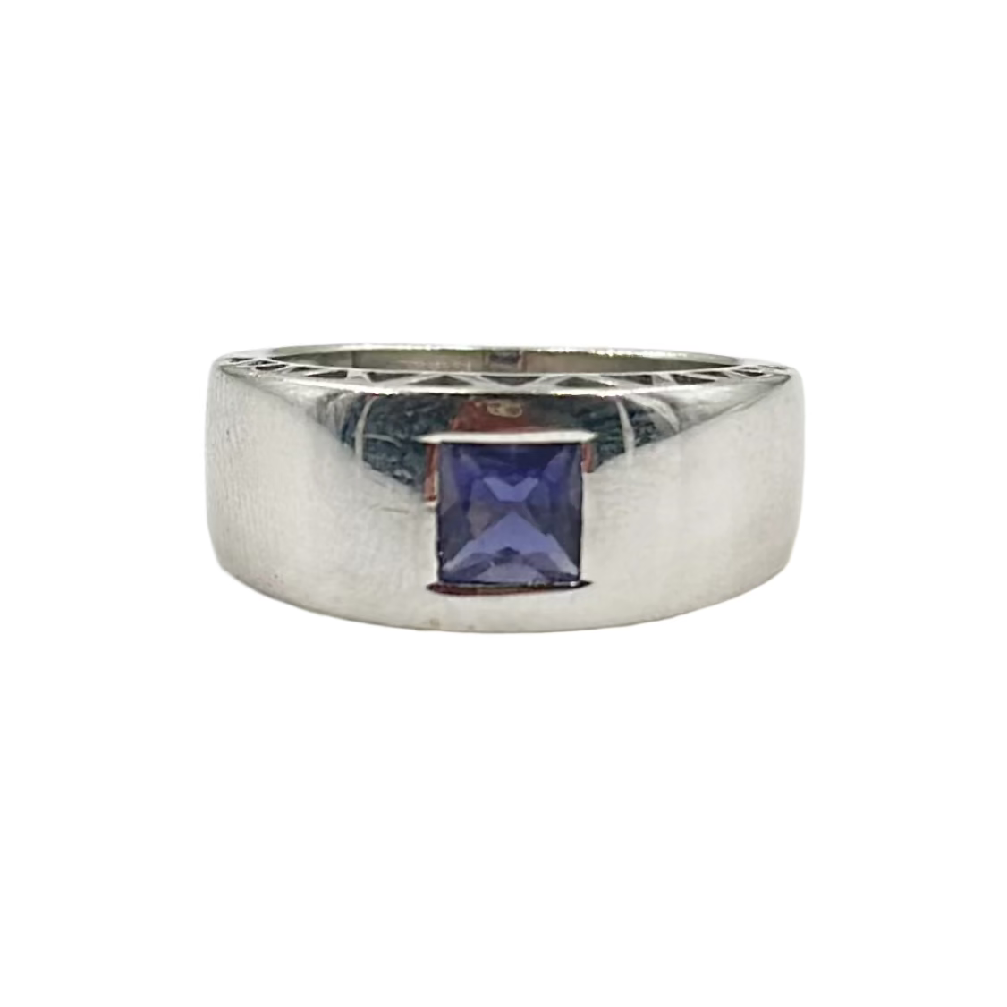 Bague Bandeau en or blanc et iolite