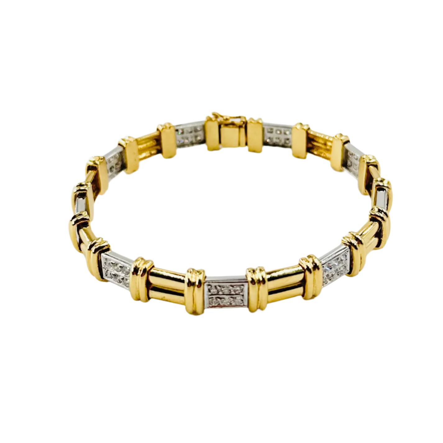 Bracelet en or jaune, or blanc et diamants