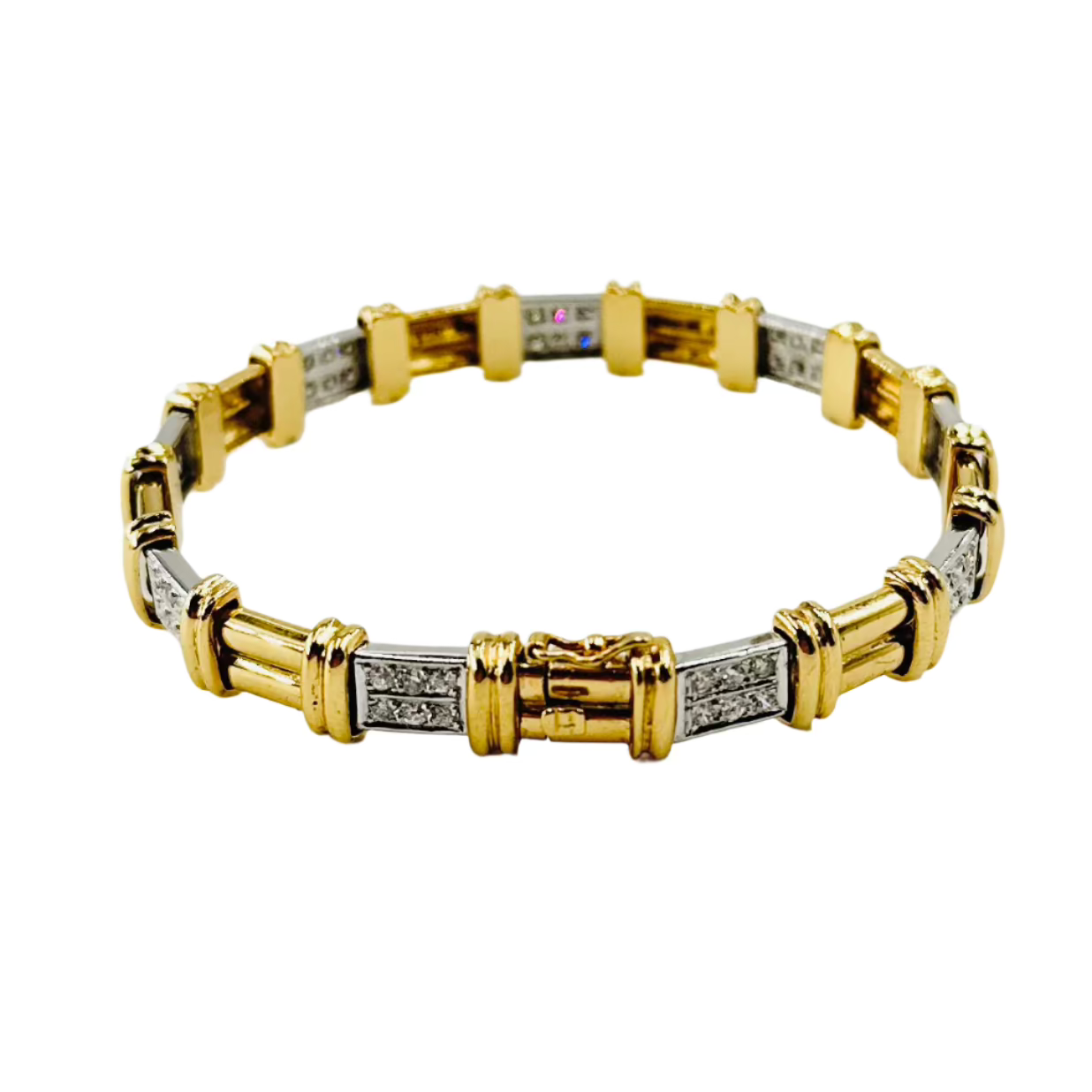 Bracelet en or jaune, or blanc et diamants