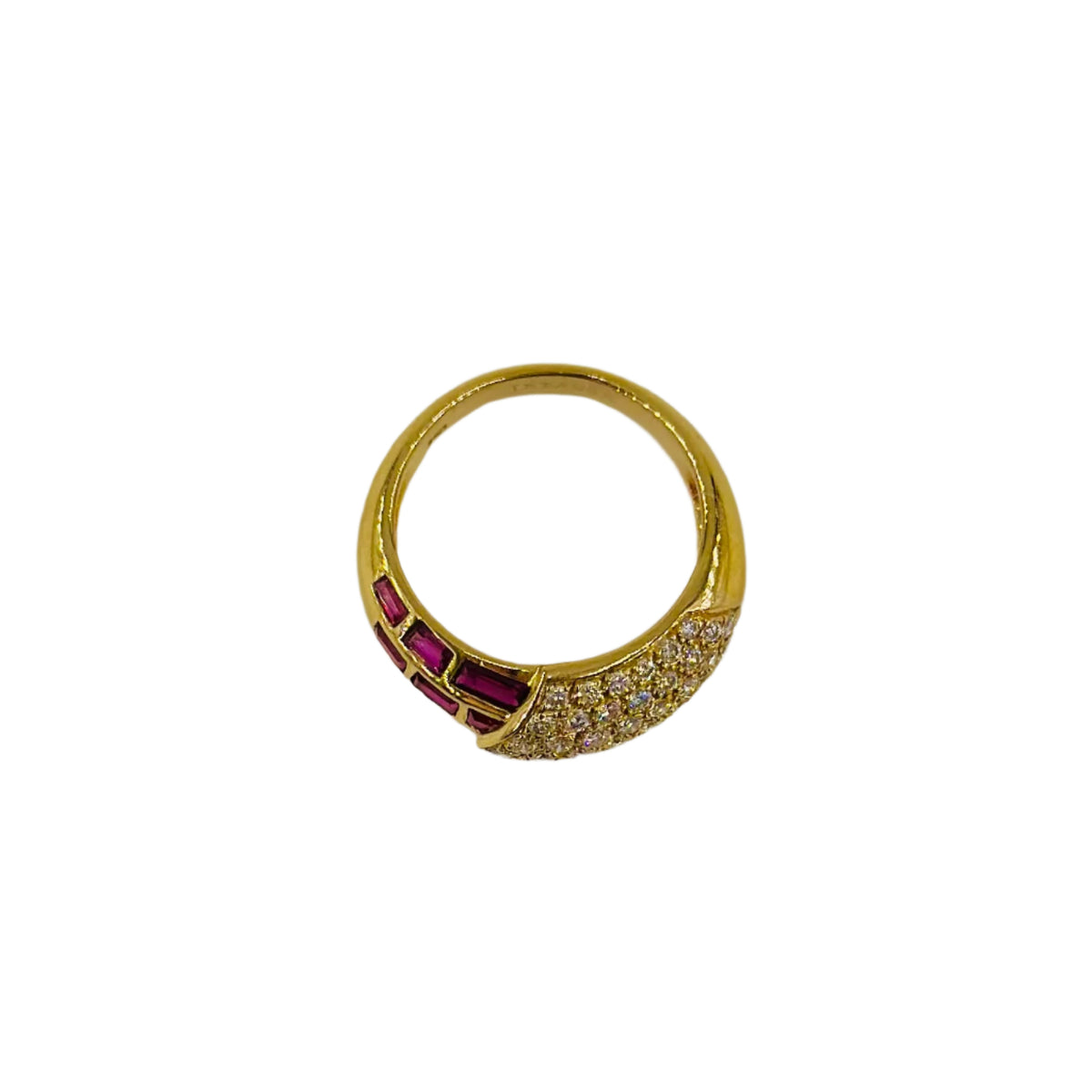 Bague Jonc en or jaune, rubis et diamants