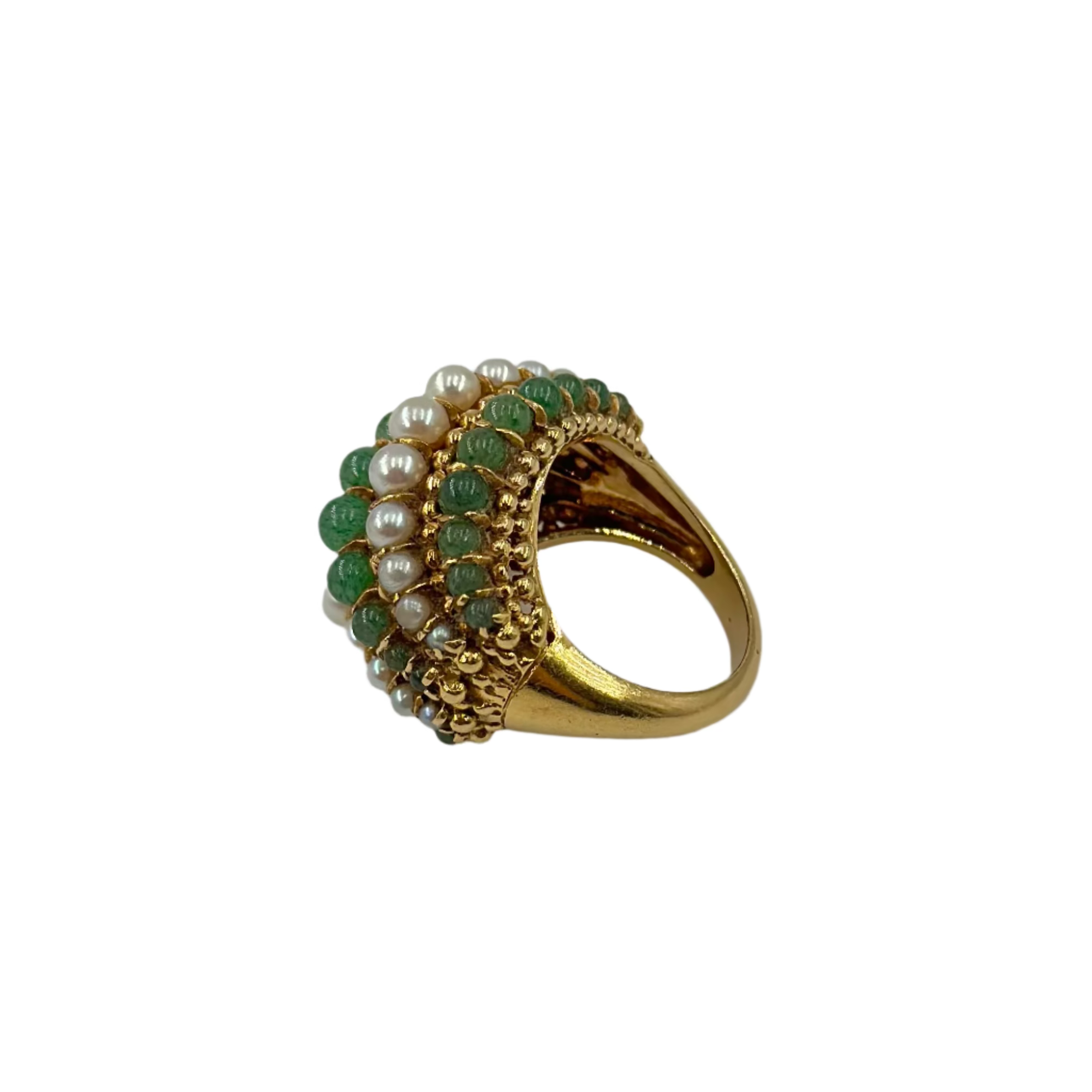 Bague Dôme VAN CLEEF & ARPELS Twist en or jaune, chrysoprases et perles