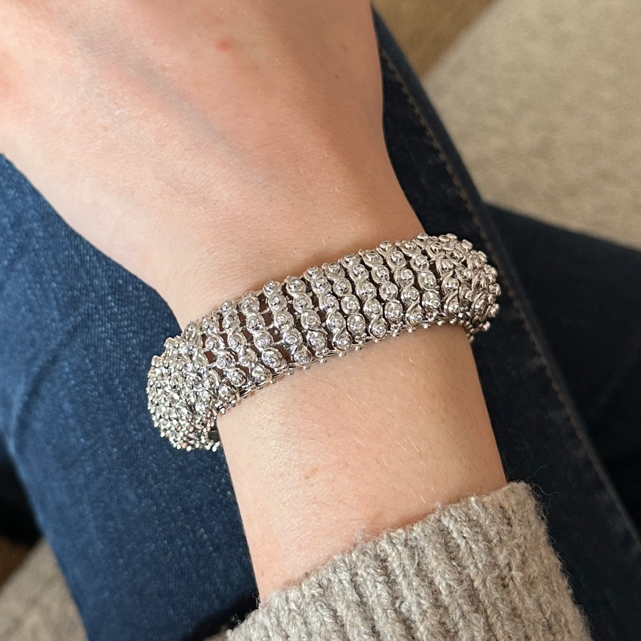 Bracelet Souple en or blanc et diamants