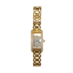 CARTIER "Tank Américaine" watch in yellow gold and diamonds