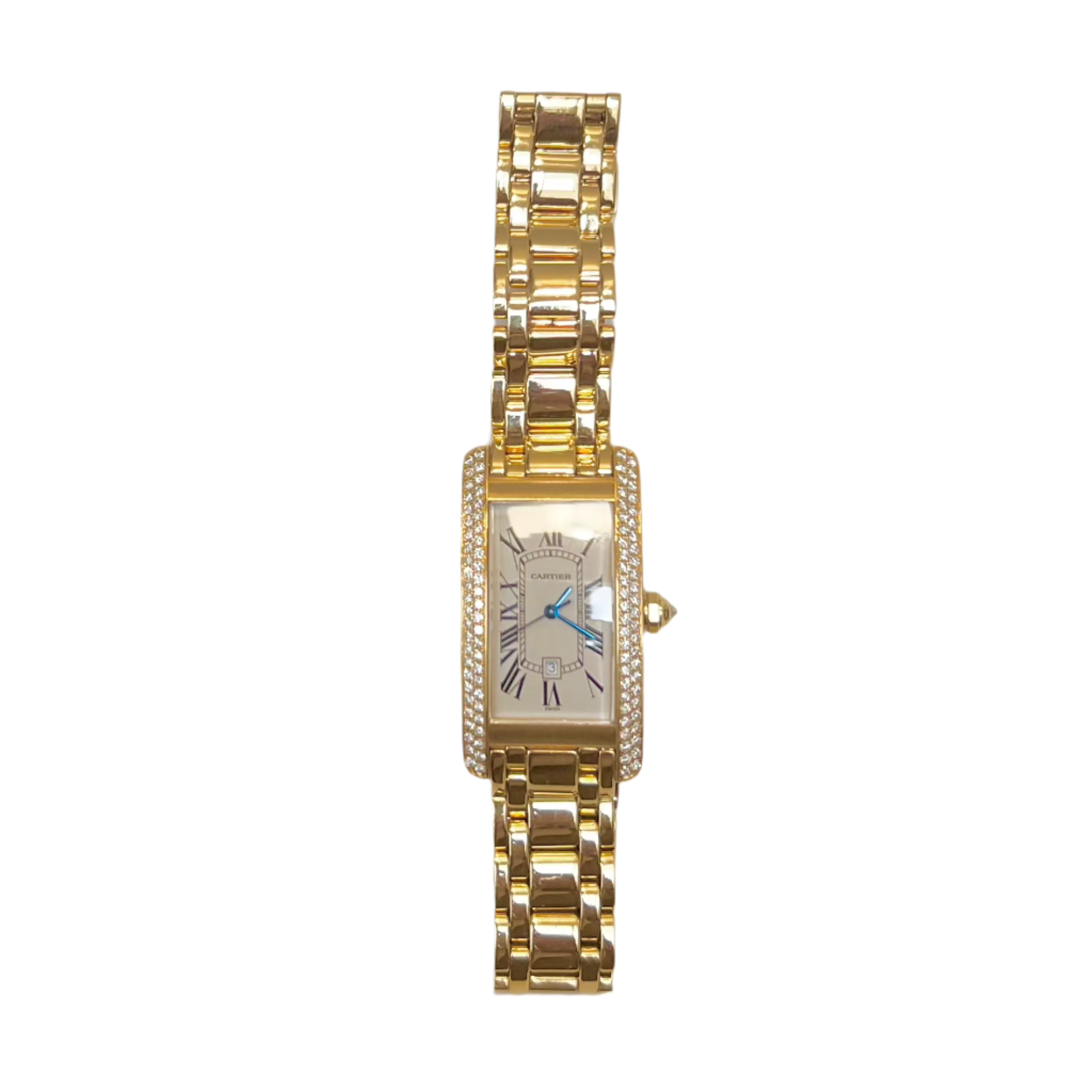 CARTIER "Tank Américaine" watch in yellow gold and diamonds