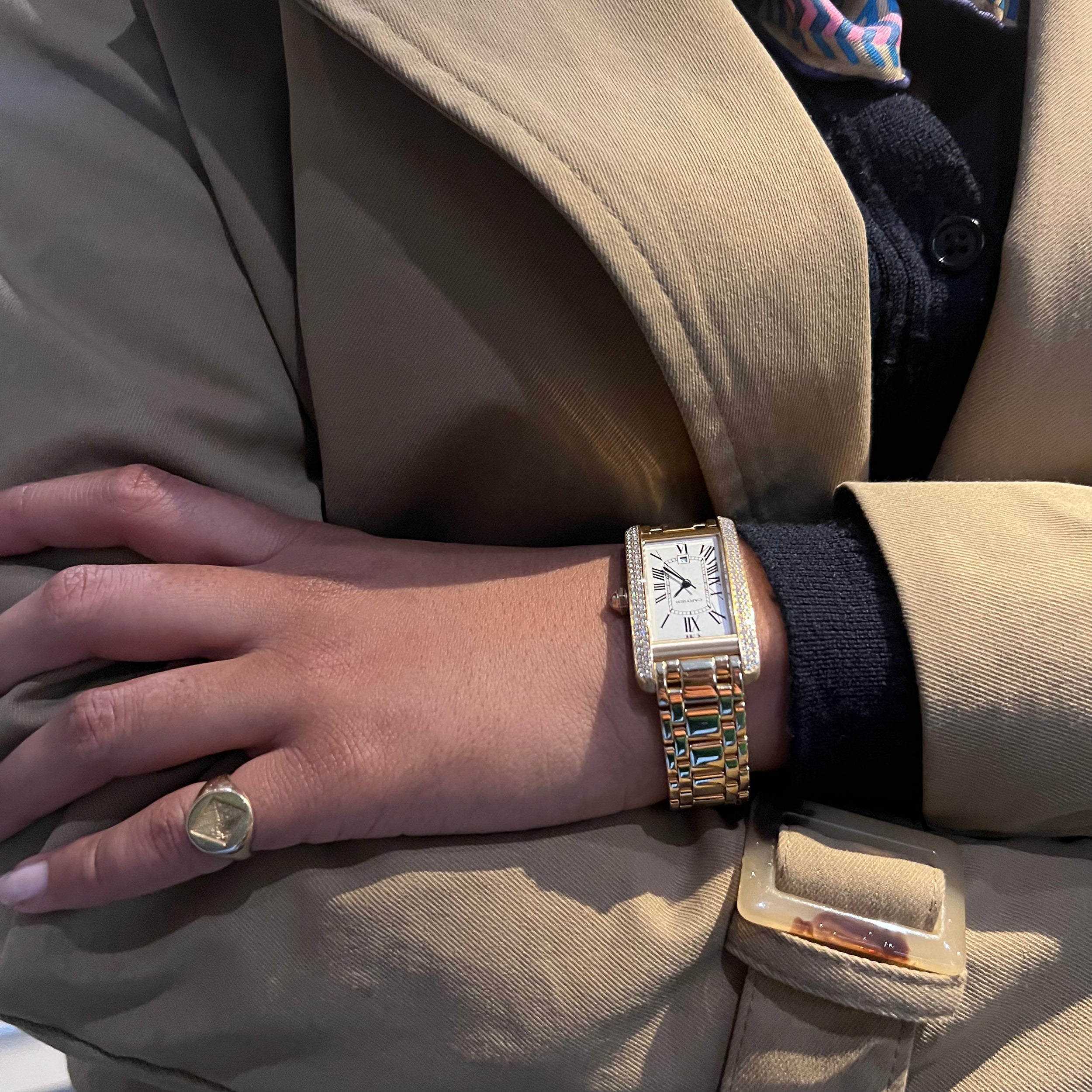 CARTIER "Tank Américaine" watch in yellow gold and diamonds