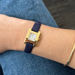 CHOPARD watch in yellow gold and blue silk