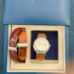 Montre BOUCHERON "Solis" GM en acier et cuir