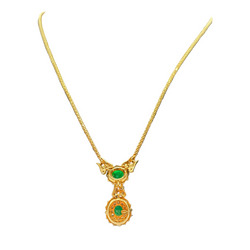 Collier Pendentif en or jaune, émeraude et diamants