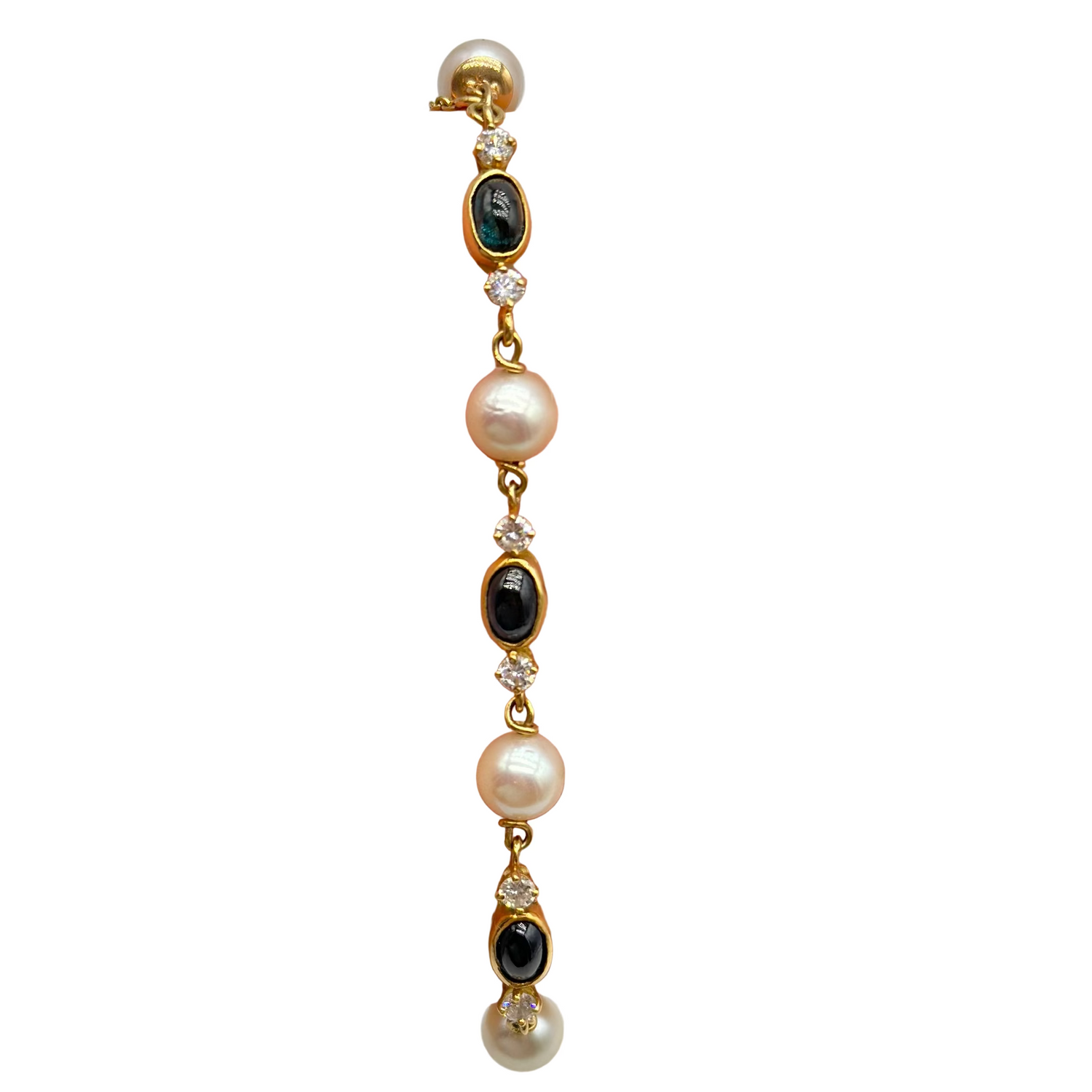 Bracelet Souple en or jaune, perles, saphir et diamants