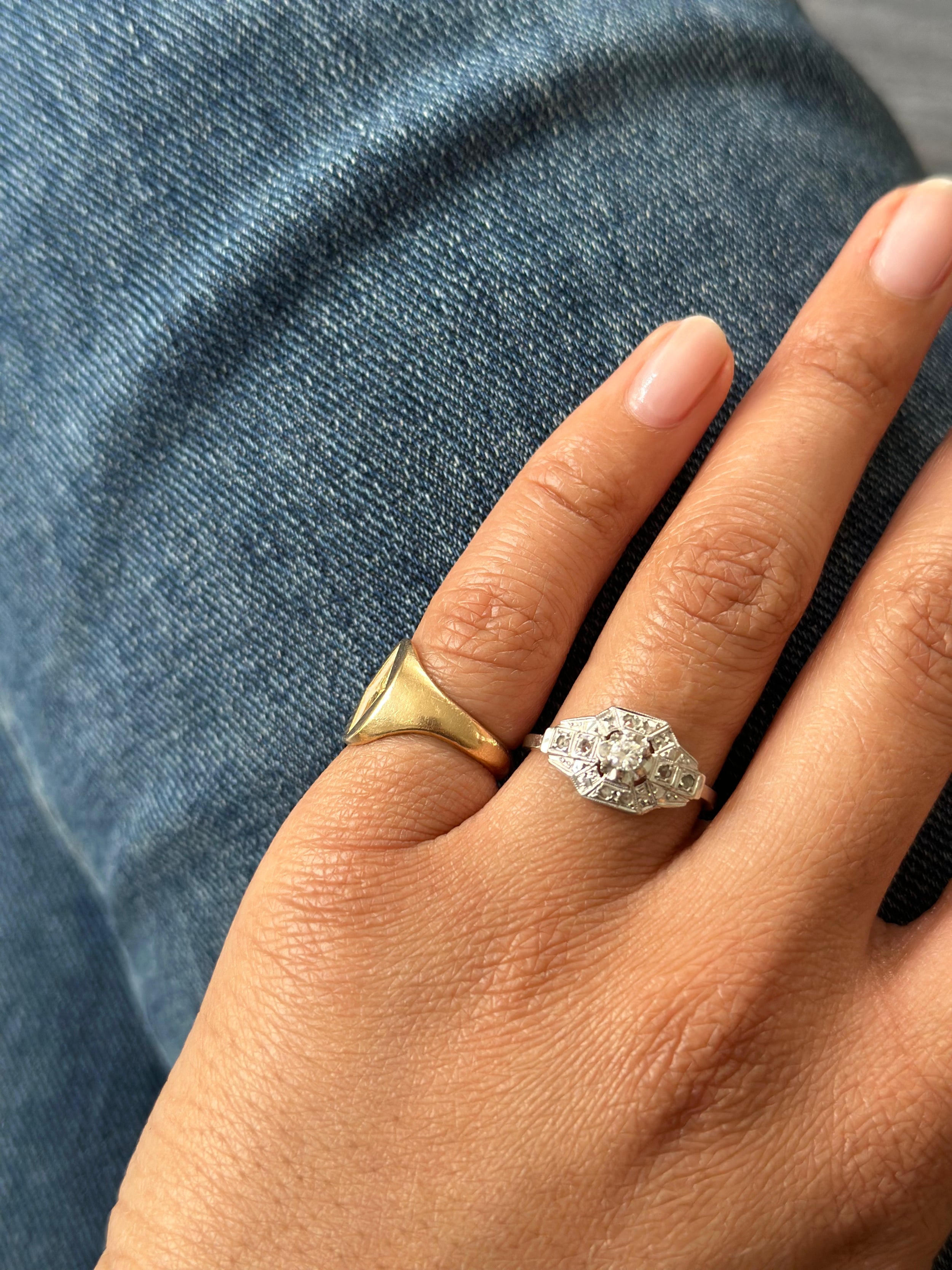 Bague Art déco en or blanc et diamant