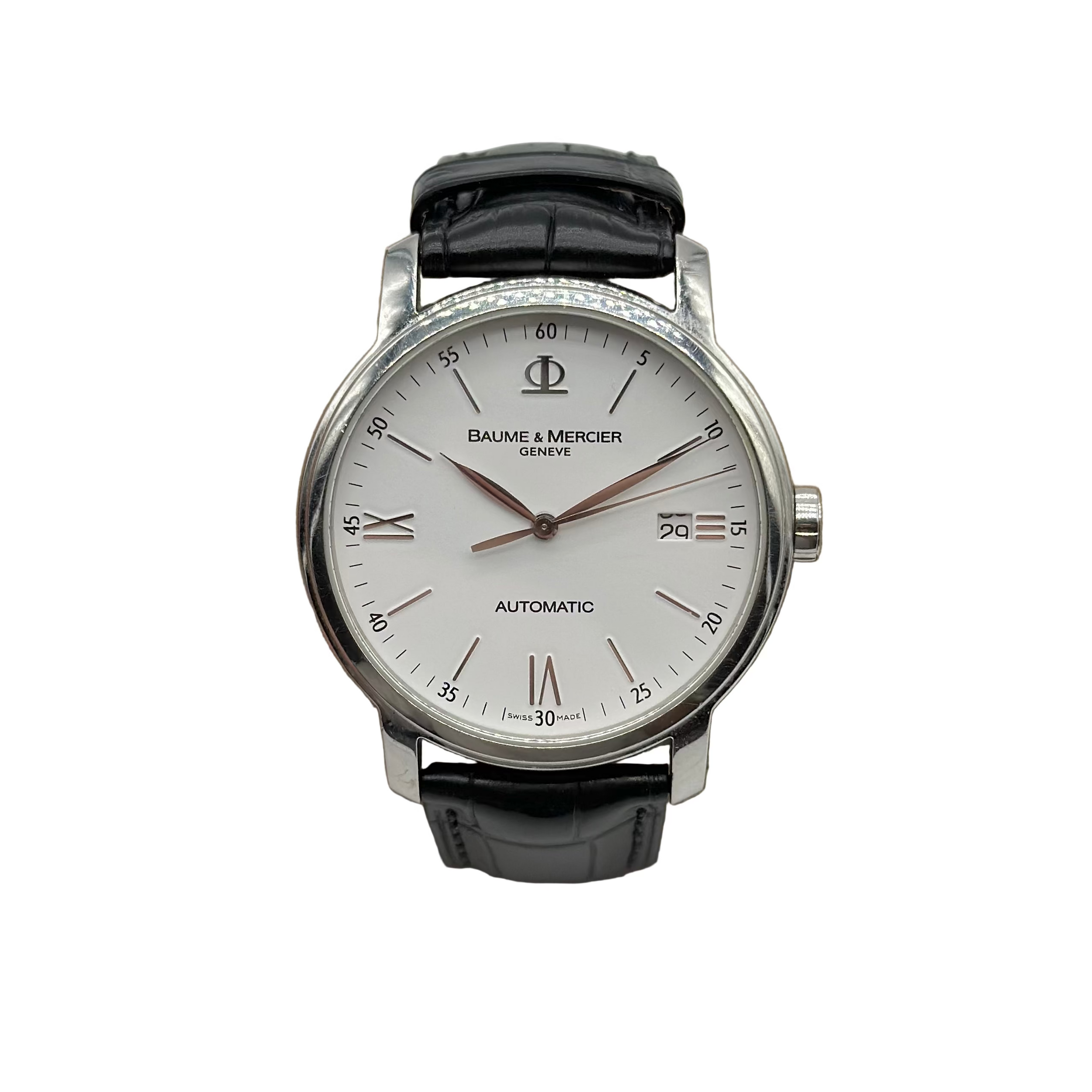 Montre BAUME ET MERCIER en acier, cuir et quartz