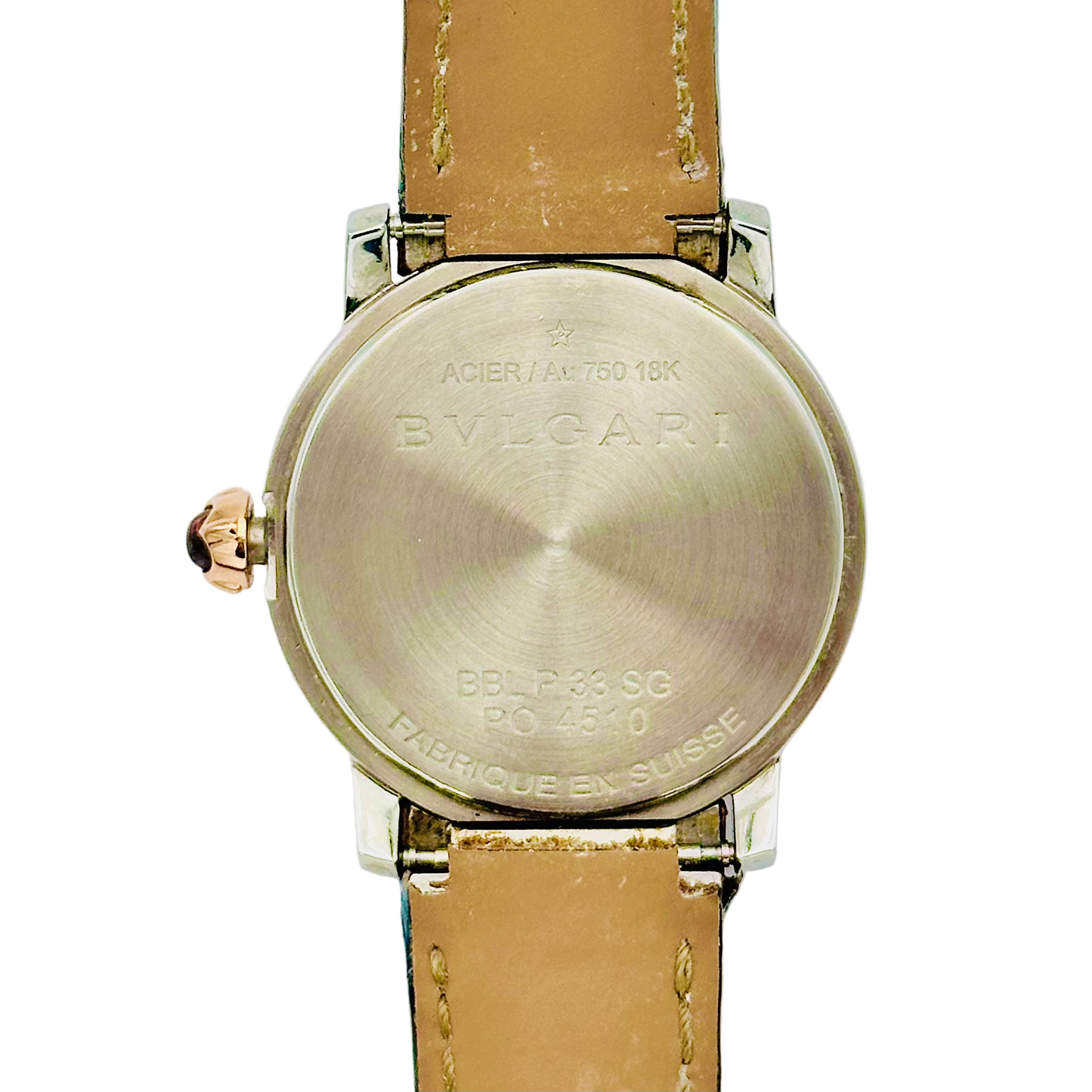 Montre BULGARI en or rose, acier, nacre et cuir