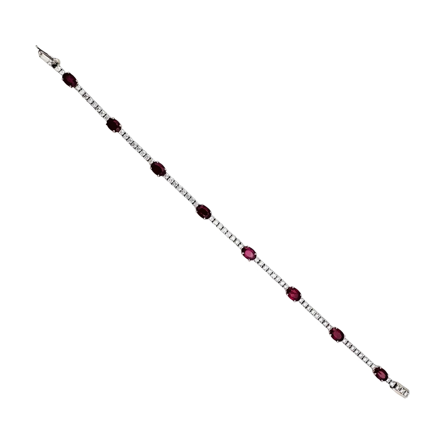 Bracelet Ligne tennis en or blanc diamants et rubis