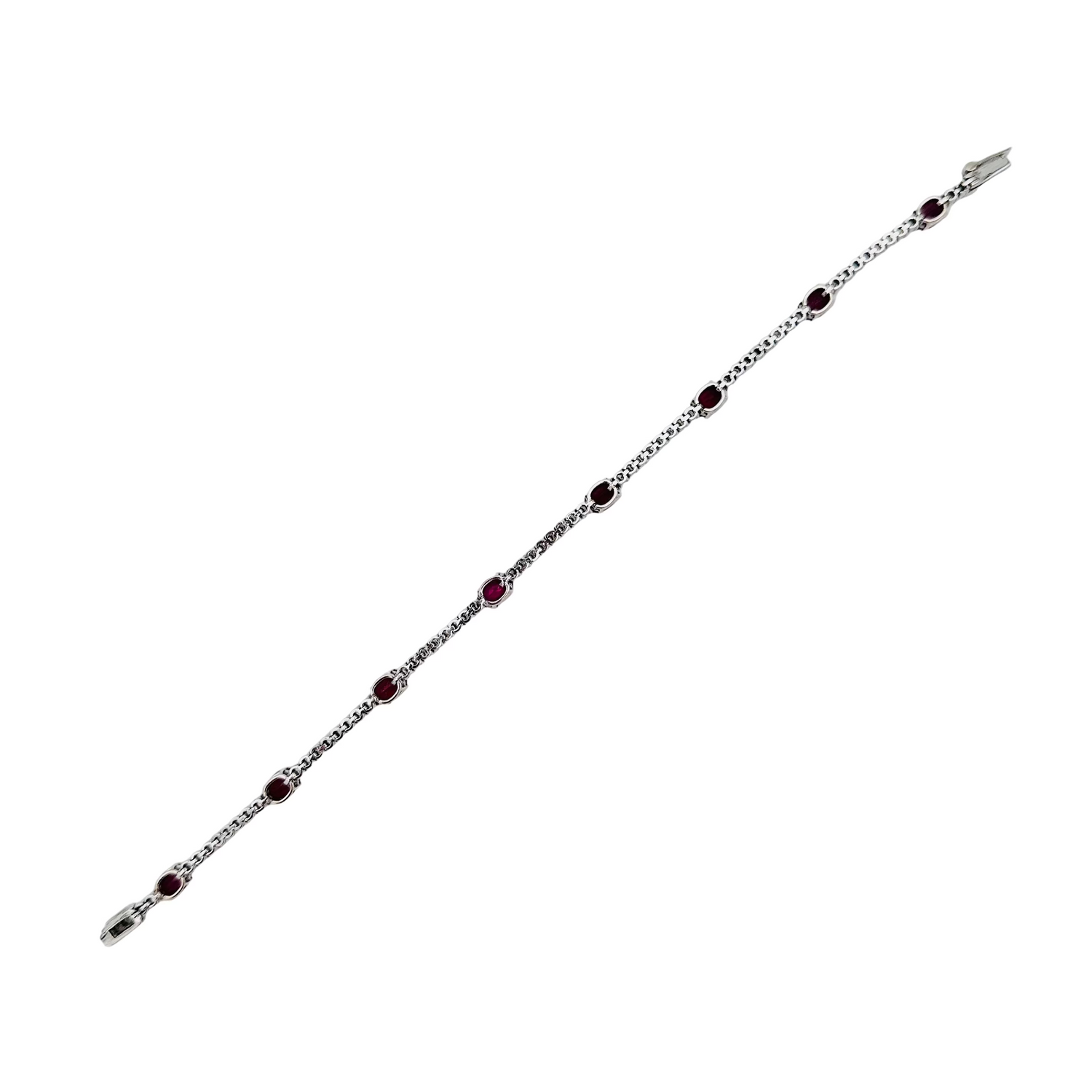 Bracelet Ligne tennis en or blanc diamants et rubis