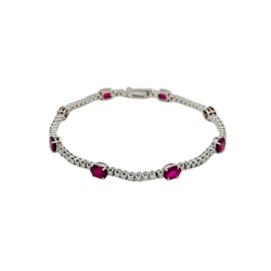 Bracelet Ligne tennis en or blanc diamants et rubis