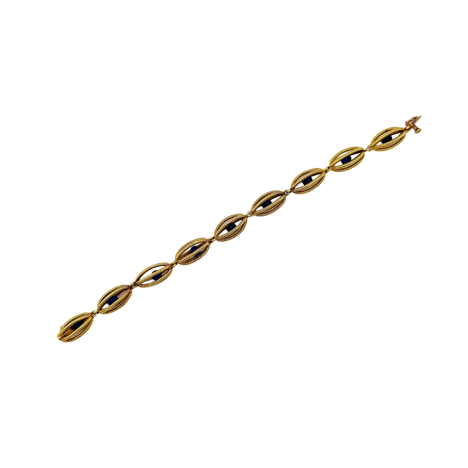 Bracelet Maille CHAUMET en or jaune et lapis-lazuli