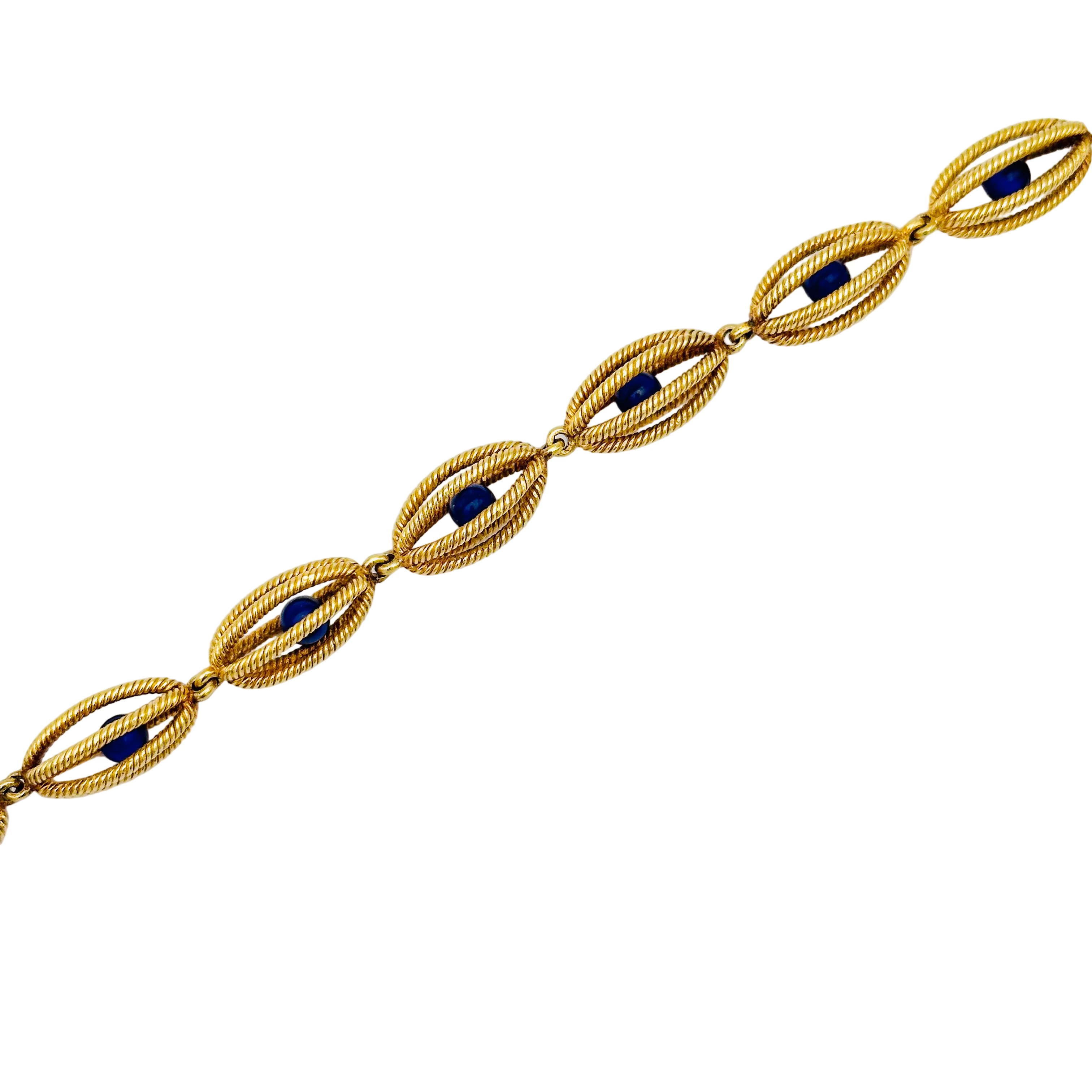 Bracelet Maille CHAUMET en or jaune et lapis-lazuli