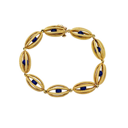 Bracelet Maille CHAUMET en or jaune et lapis-lazuli