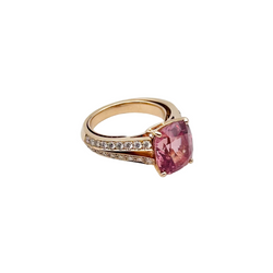 Bague Solitaire en or rose, spinelle et diamants