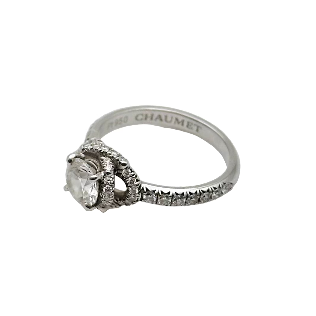 Ring CHAUMET "Liens d'amour" in paltinium and diamonds.