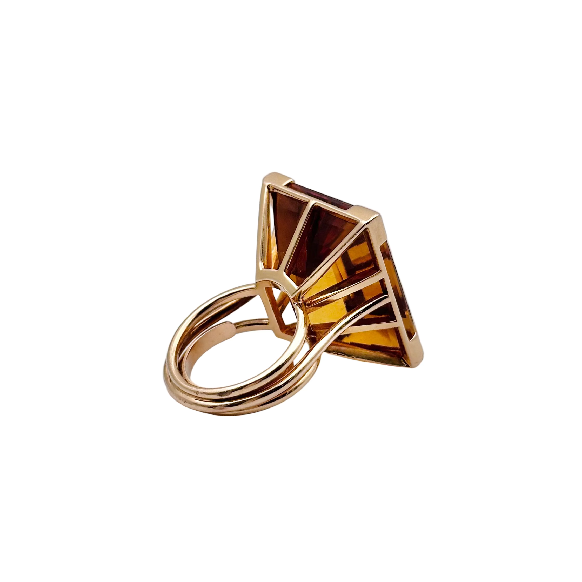 Bague Cocktail en or jaune et citrine