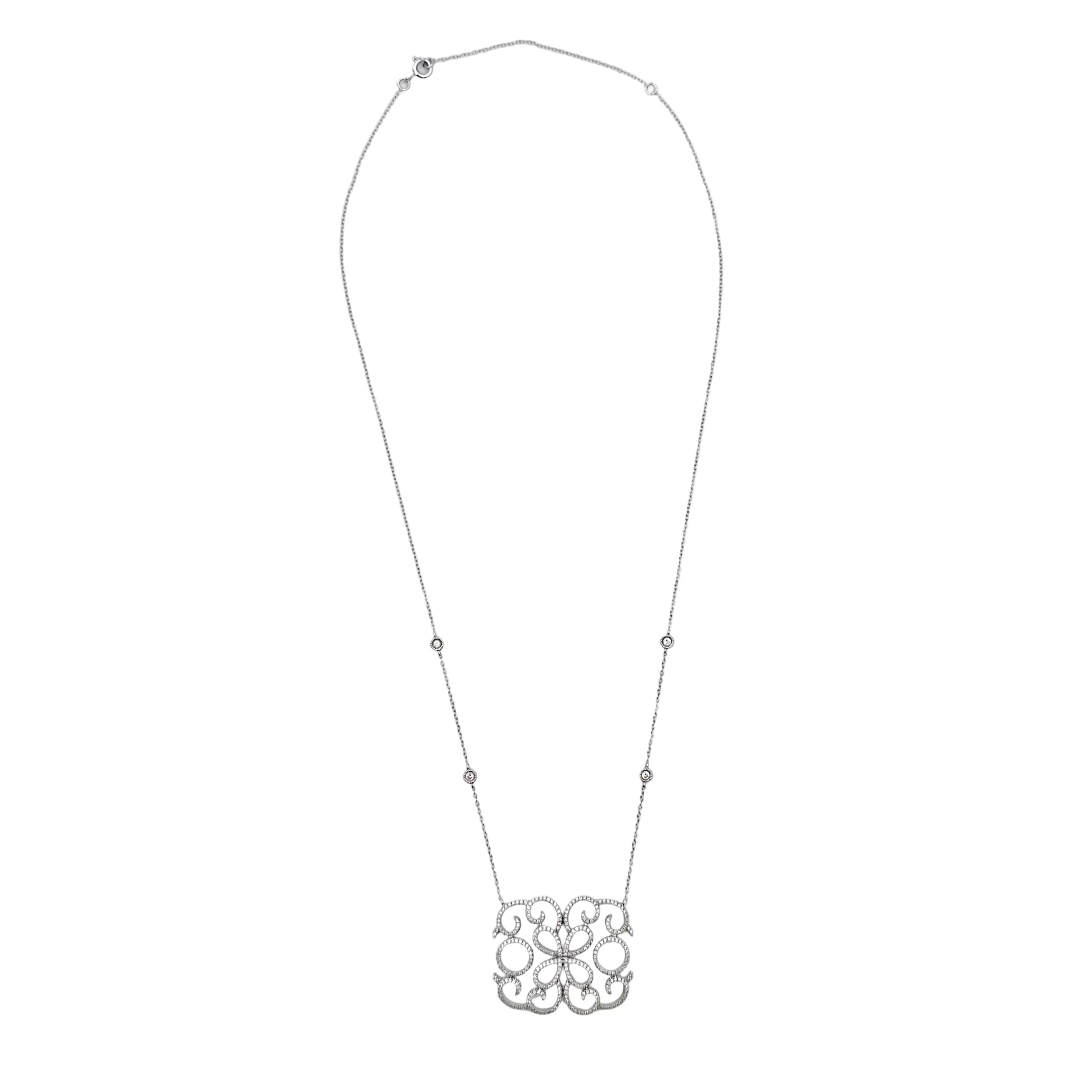 Collier Pendentif en or blanc et diamants