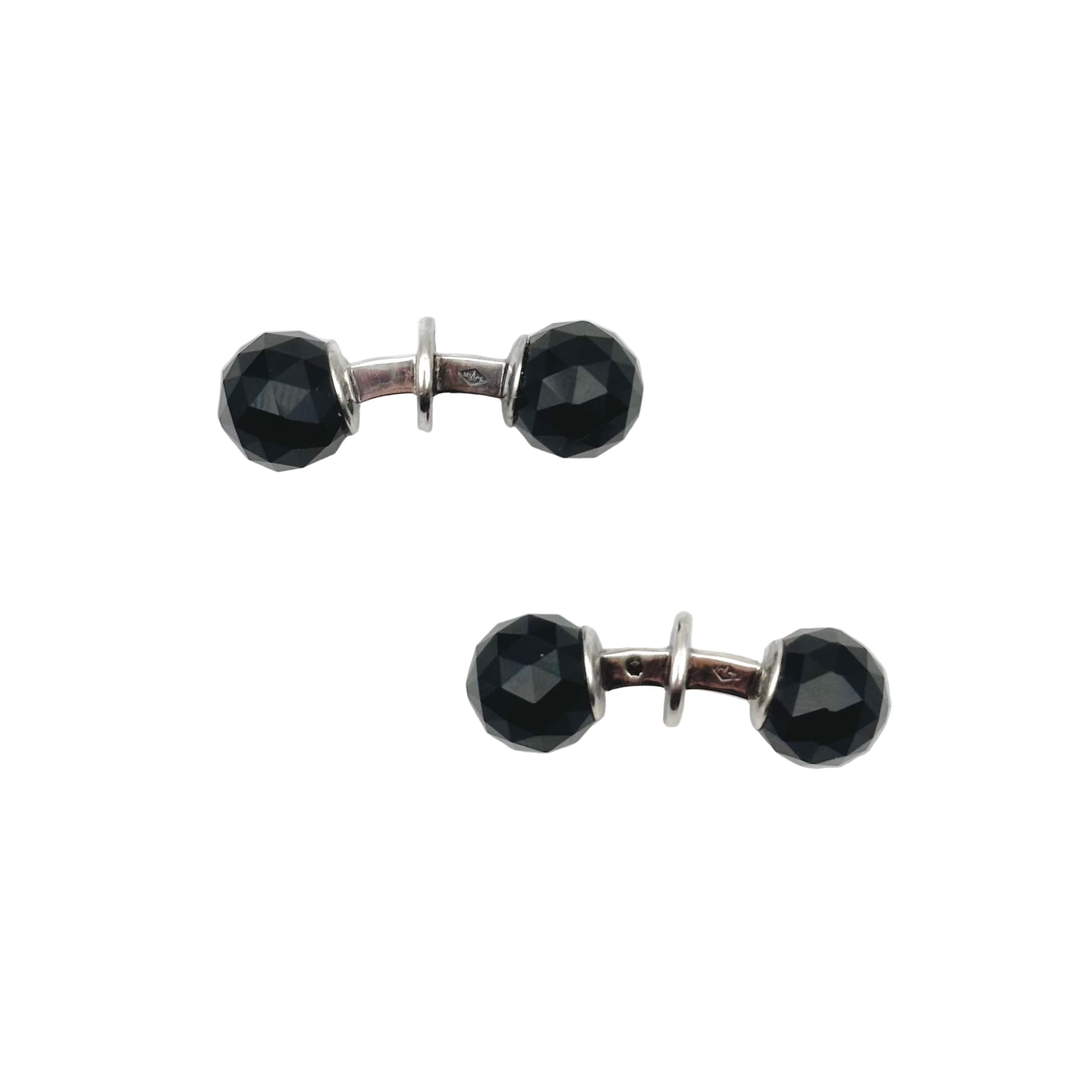 Boutons de manchette HERMÈS en argent et onyx