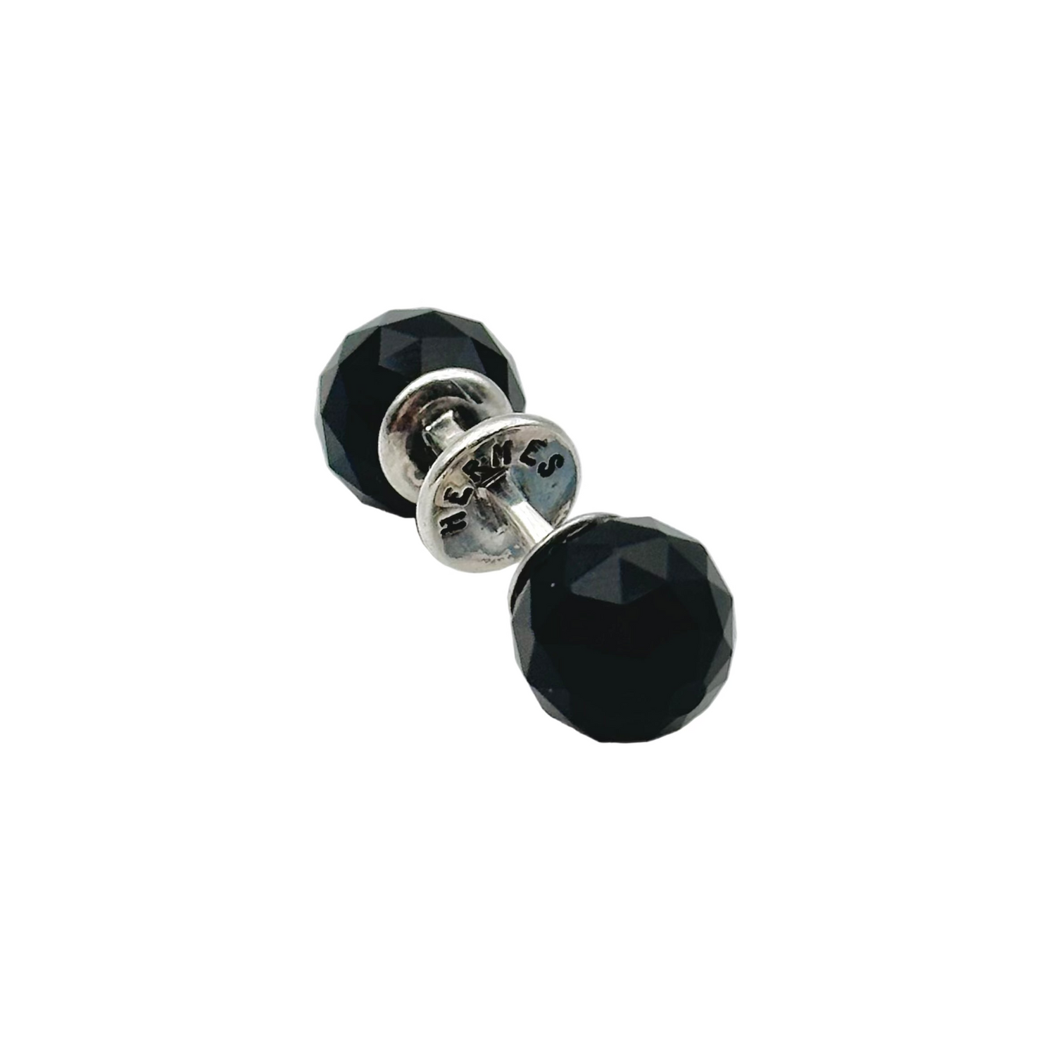 Boutons de manchette HERMÈS en argent et onyx