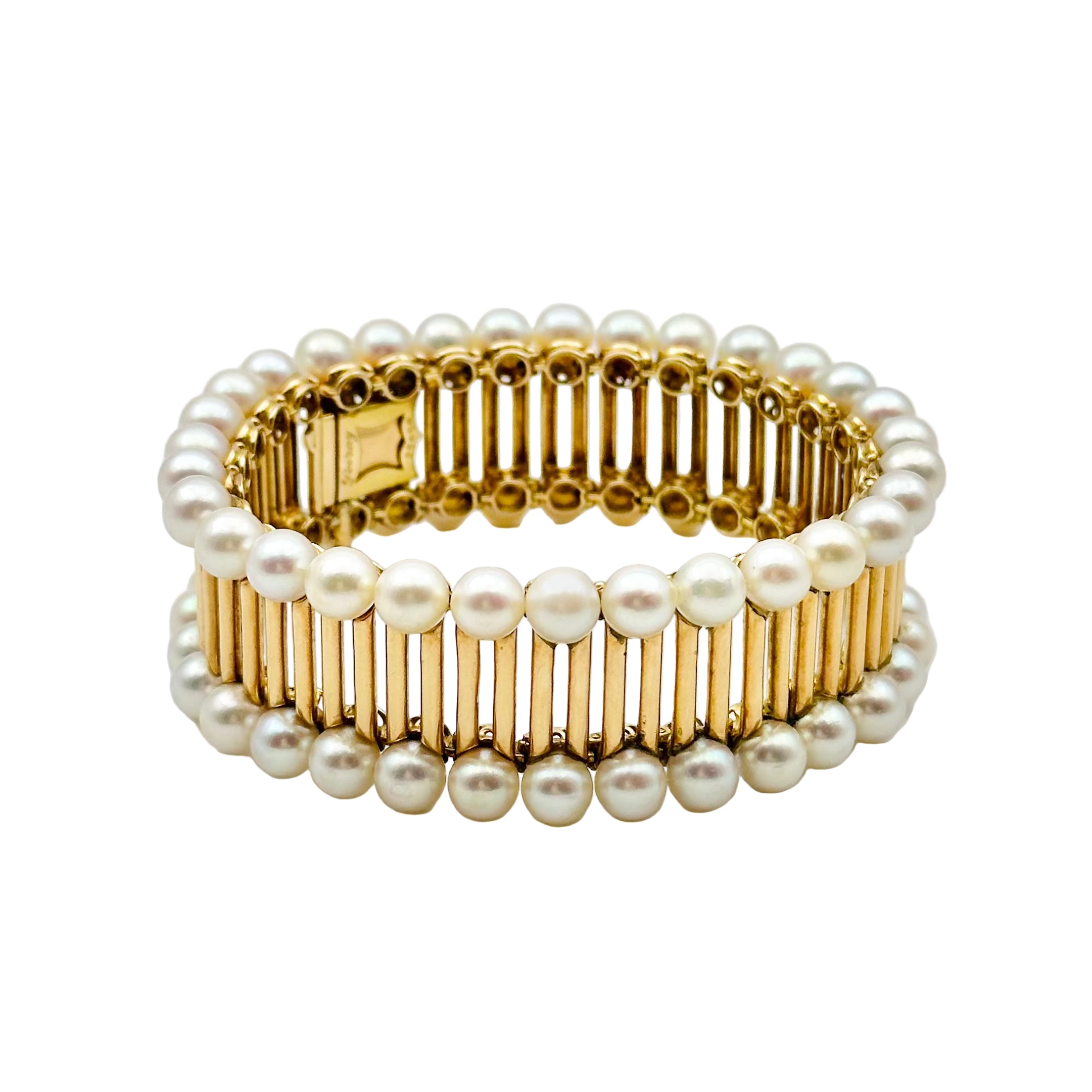 Bracelet Manchette POIRAY "Aphrodite" en or jaune et perles
