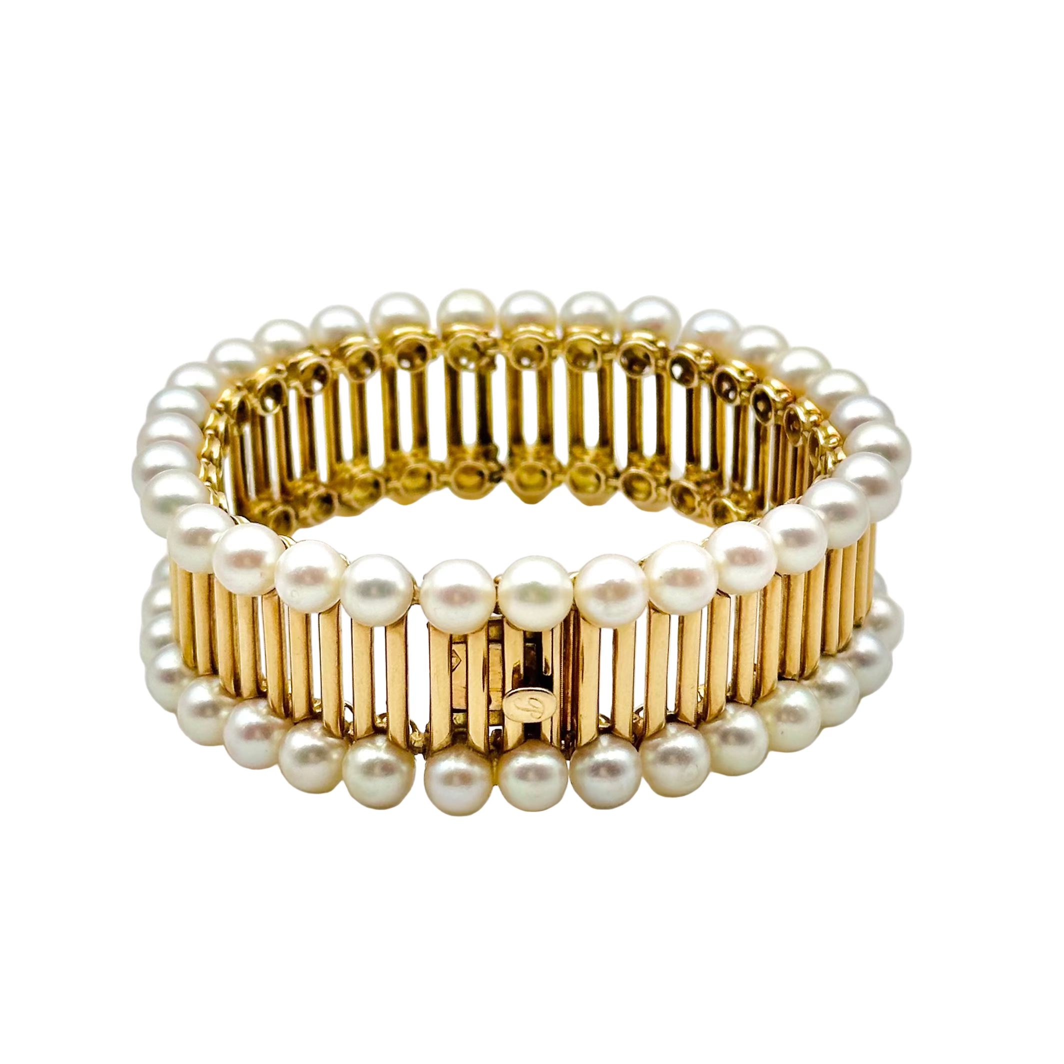 Bracelet Manchette POIRAY "Aphrodite" en or jaune et perles