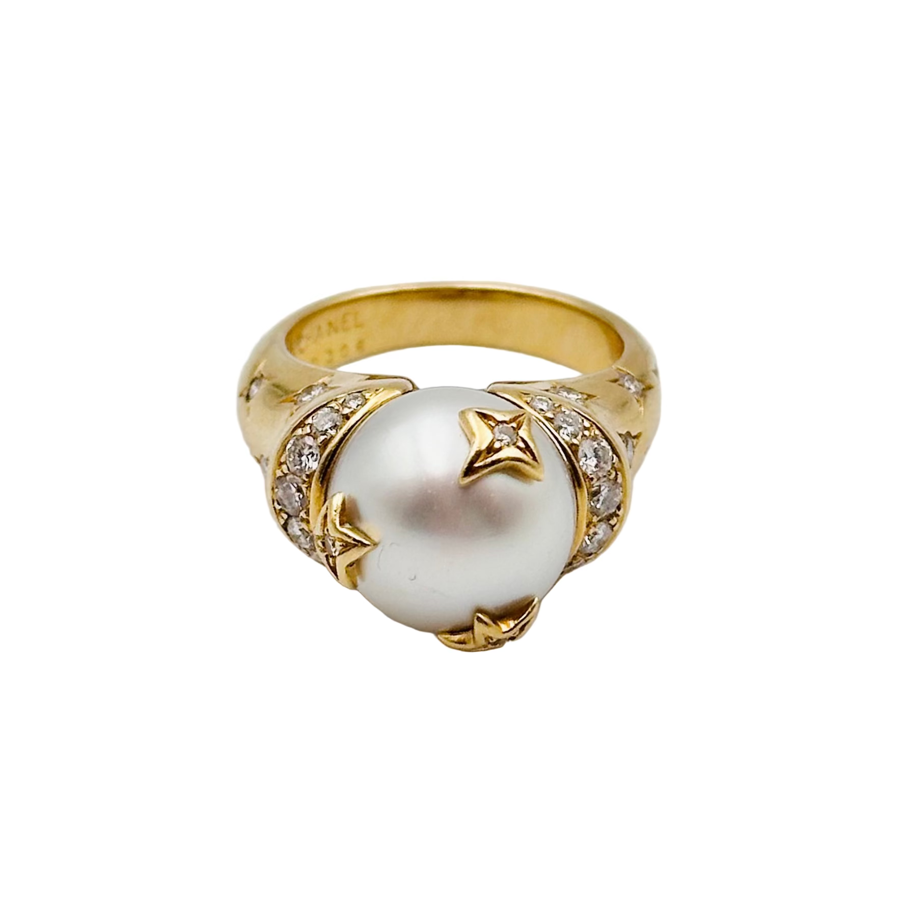 Bague CHANEL Comètes en or jaune, diamants et perle