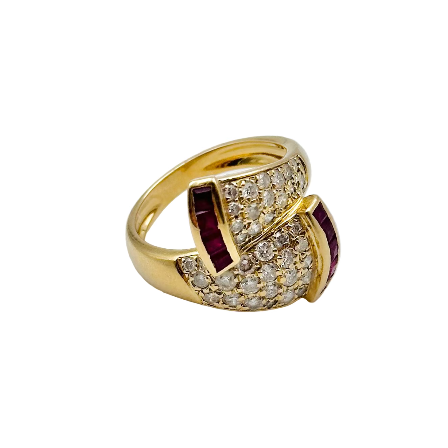 Ring Toi & Moi in yellow gold, ruby and diamonds