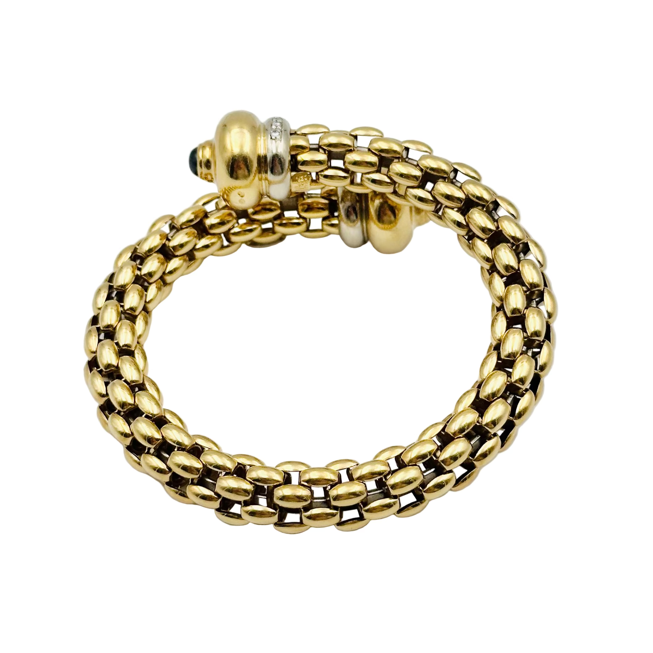 Bracelet Jonc FOPE "Diva" en or jaune, saphirs et diamants