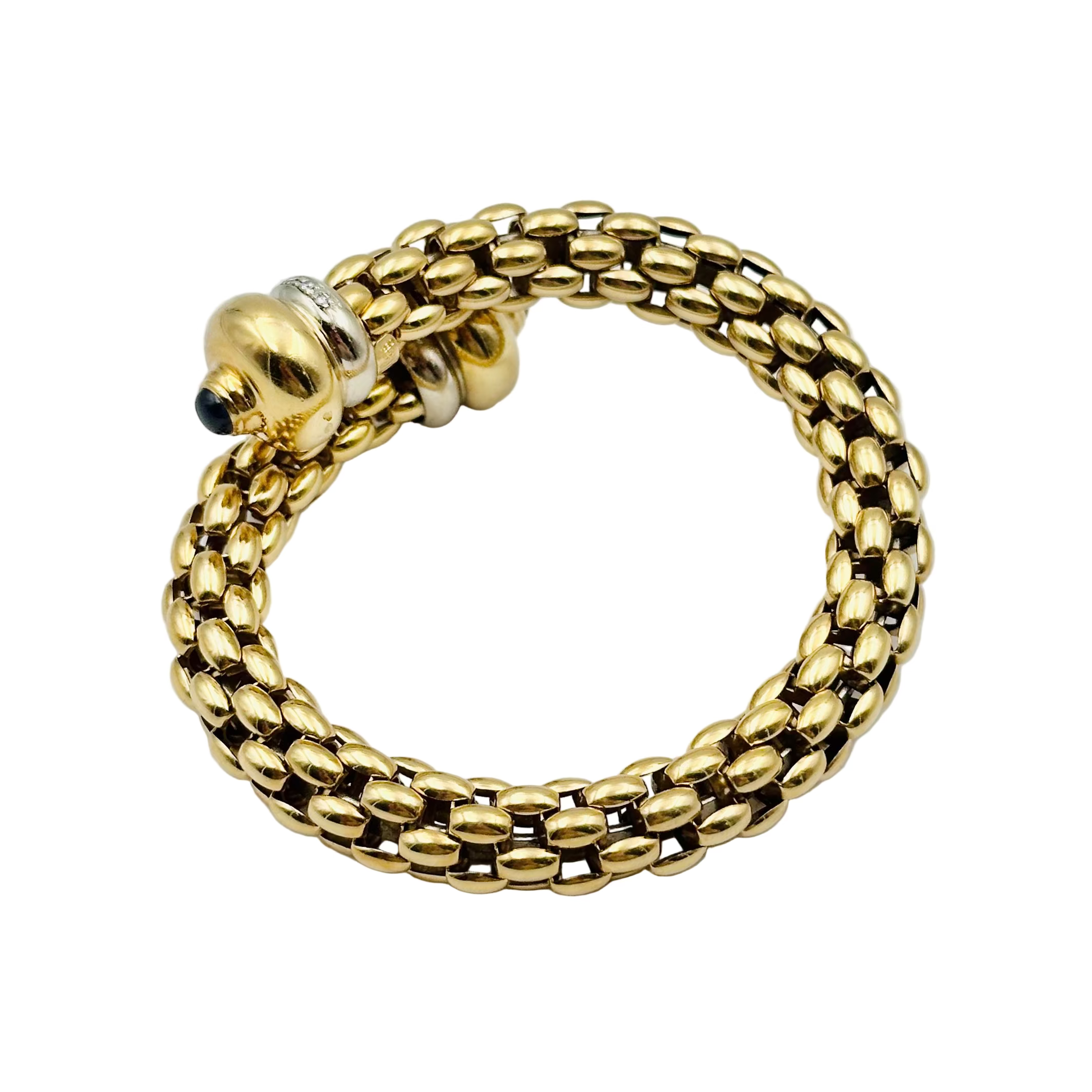 Bracelet Jonc FOPE "Diva" en or jaune, saphirs et diamants