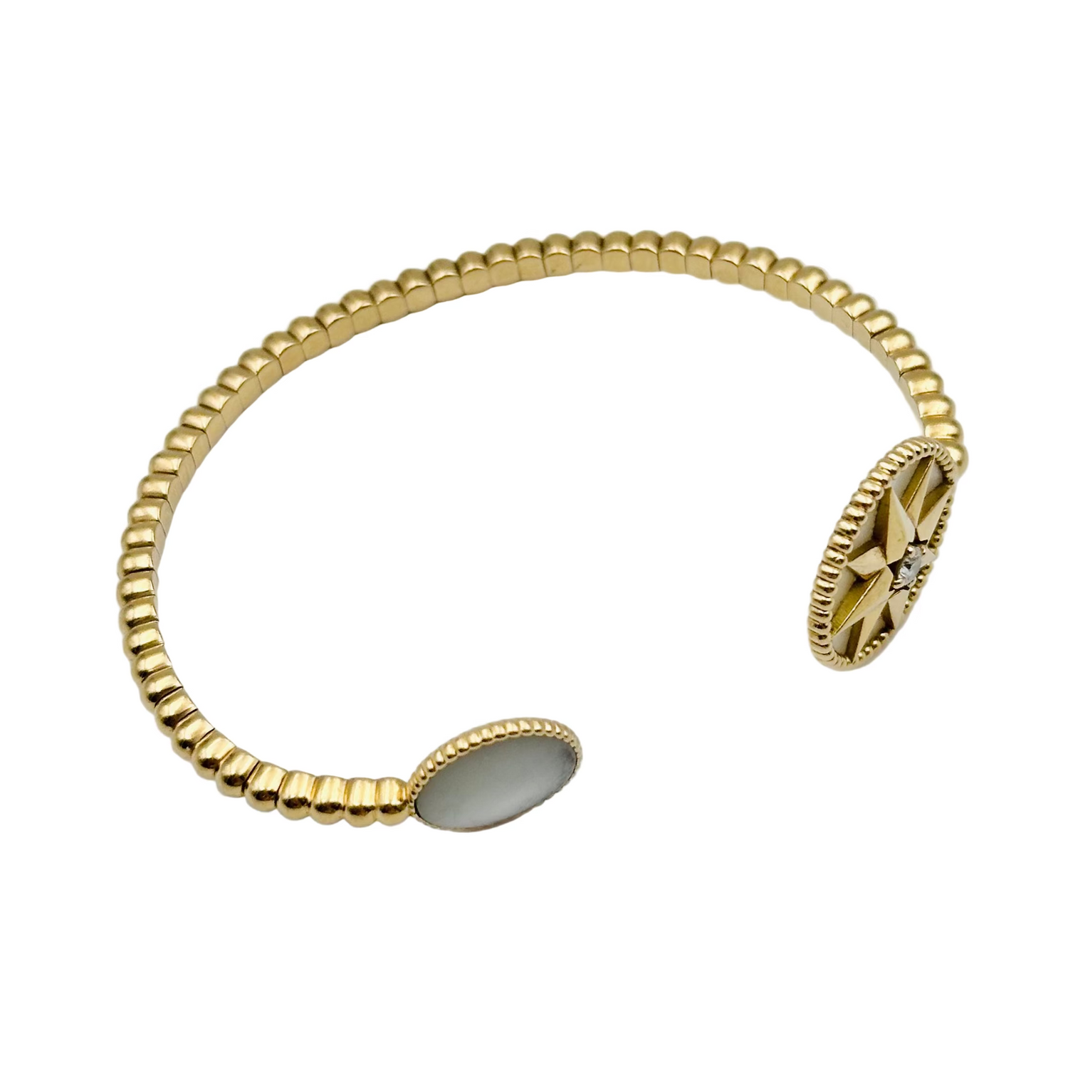 Bracelet Jonc DIOR "Rose des Vents" en or jaune, nacre et diamant