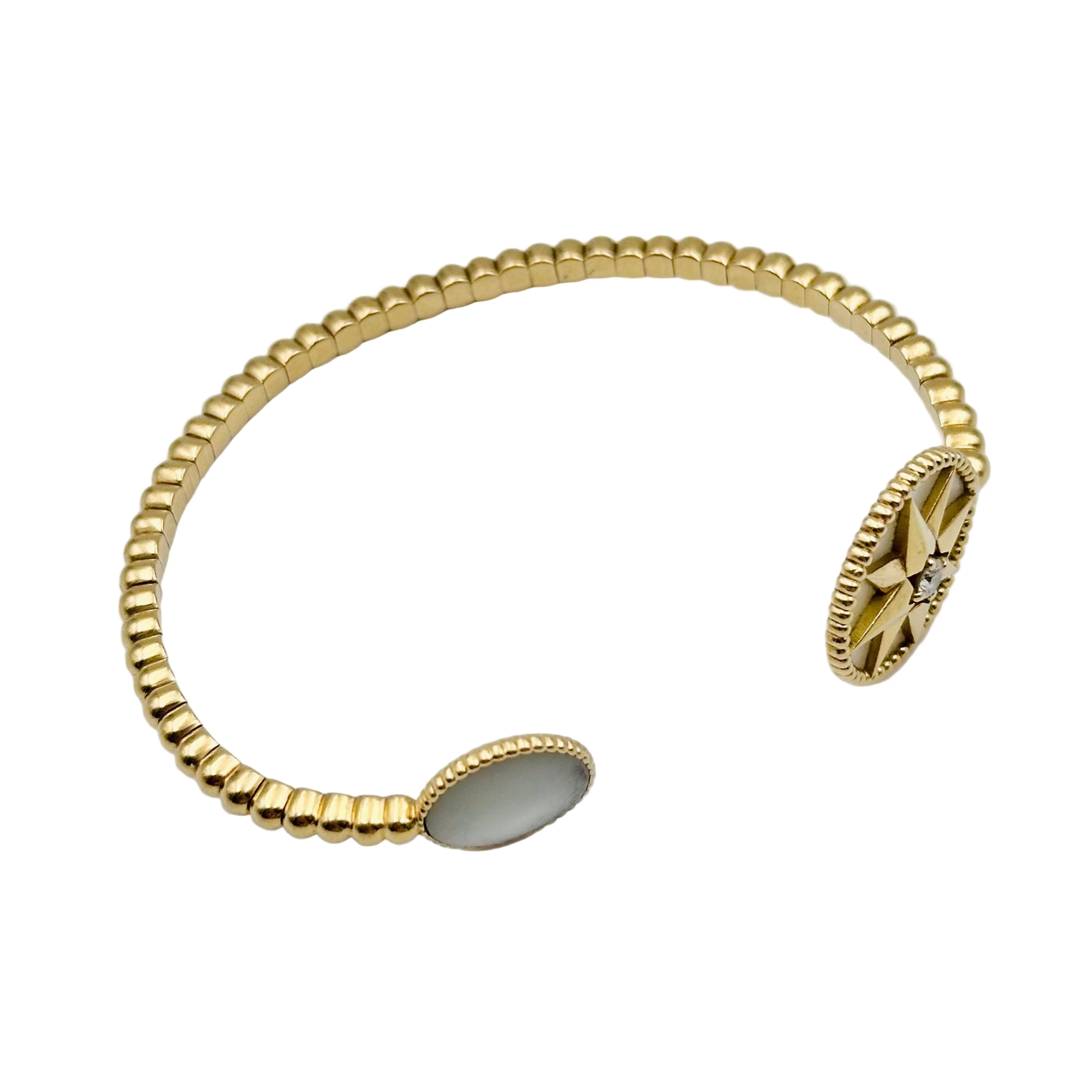 DIOR "Rose des Vents" bangle bracelet in yellow gold, mother-of-pearl and diamond