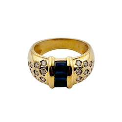 Bague Jonc en or jaune, saphir et diamants