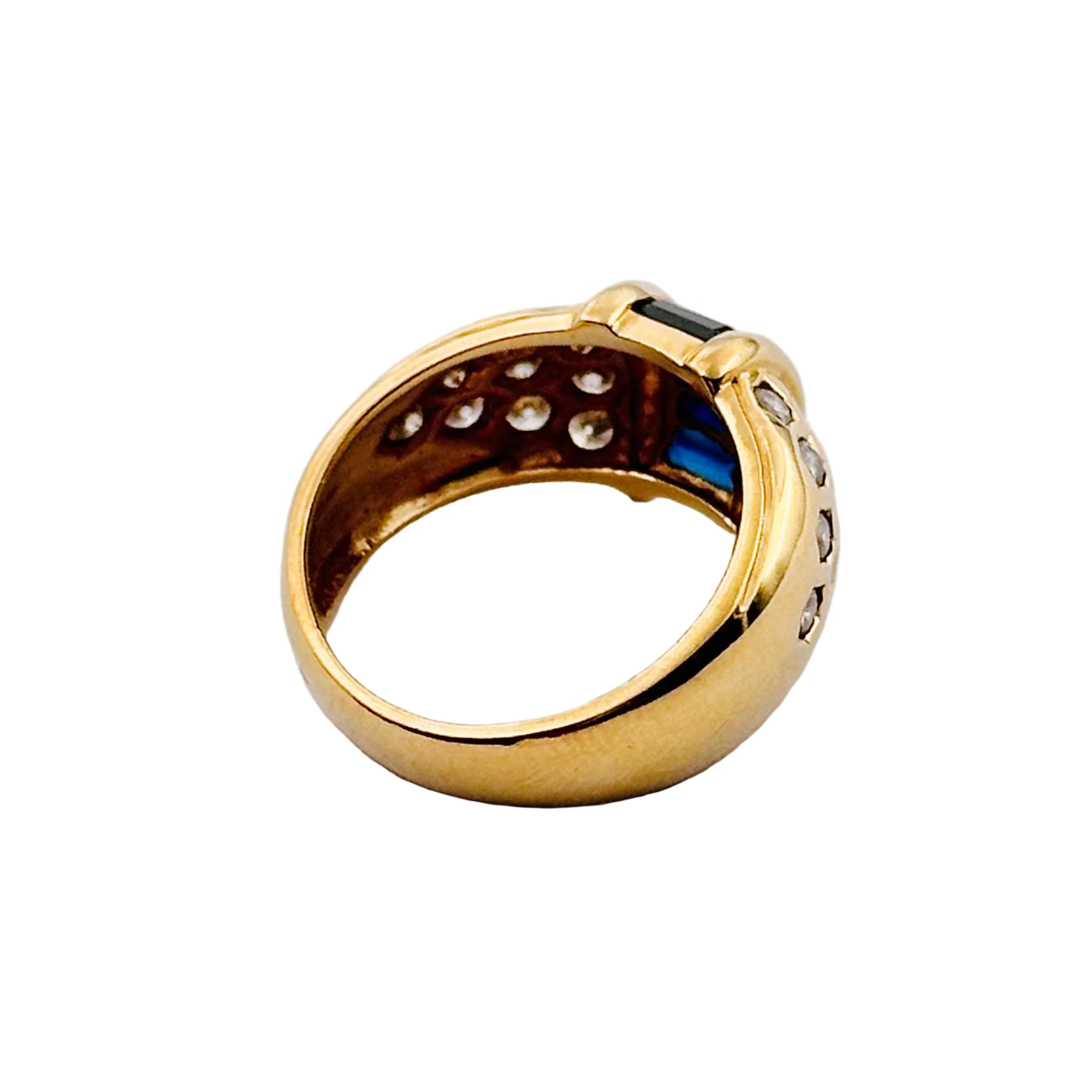 Bague Jonc en or jaune, saphir et diamants