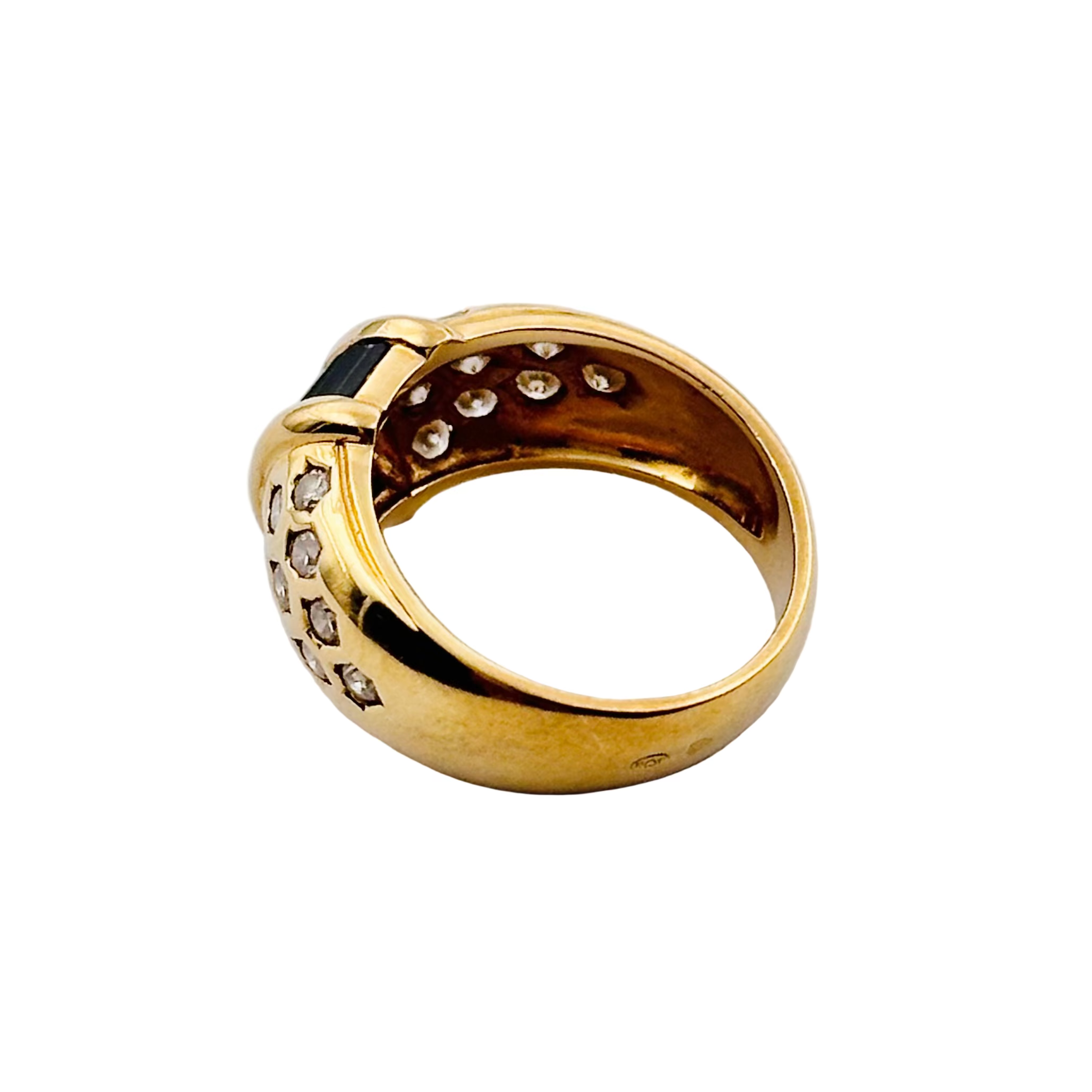 Bague Jonc en or jaune, saphir et diamants