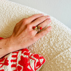 Bague Toi et Moi TIFFANY & CO. par JEAN SCHLUMBERGER "Acorn" en or jaune et corail